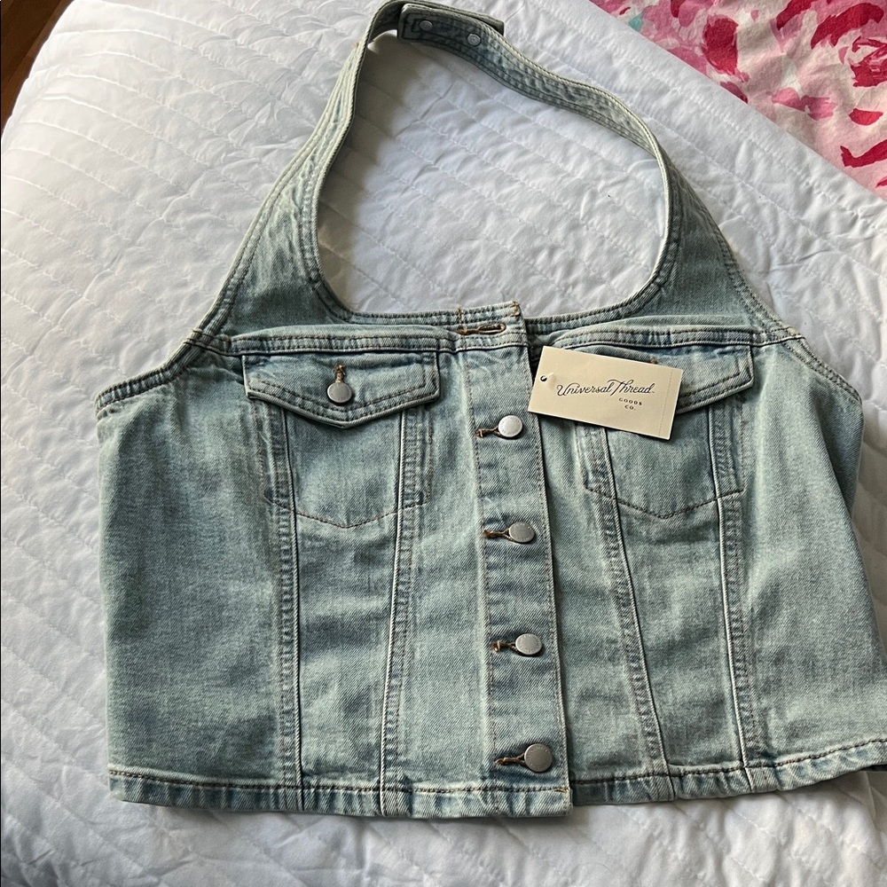 Universal thread  Light Blue Denim Halter Top